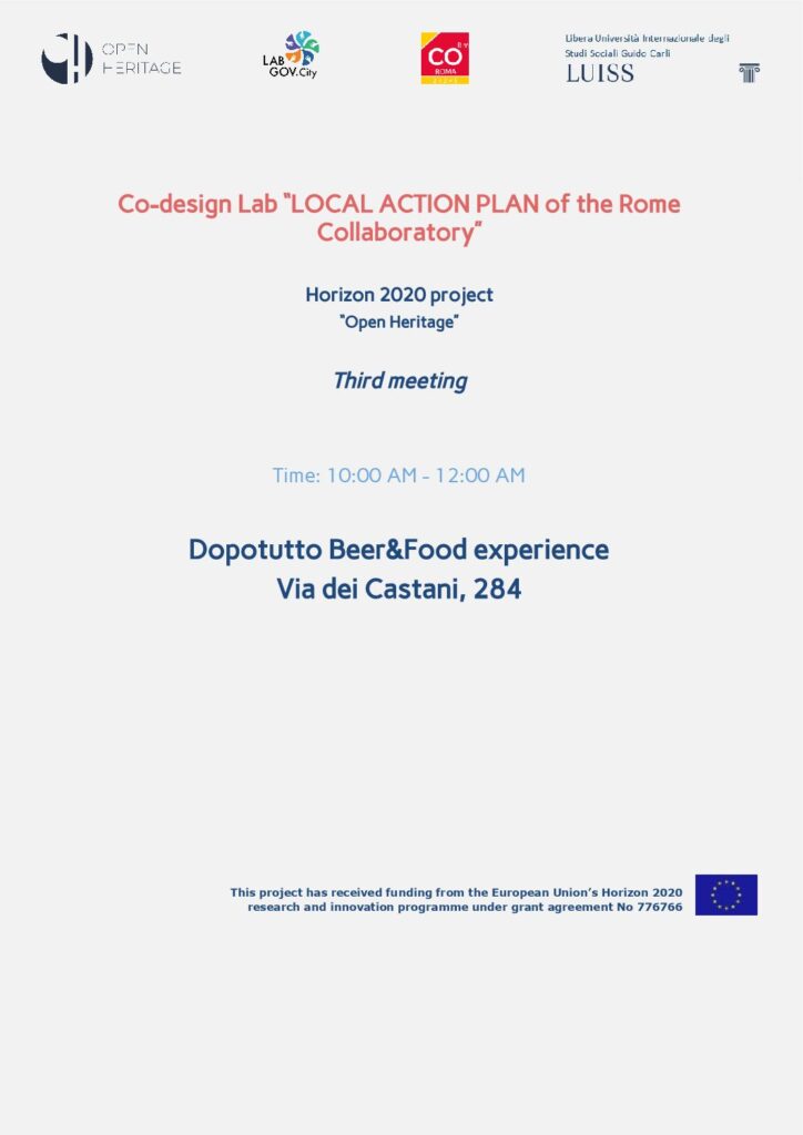 Third meeting of the co-design of the LOCAL ACTION PLAN of the Collaboratorio di Roma